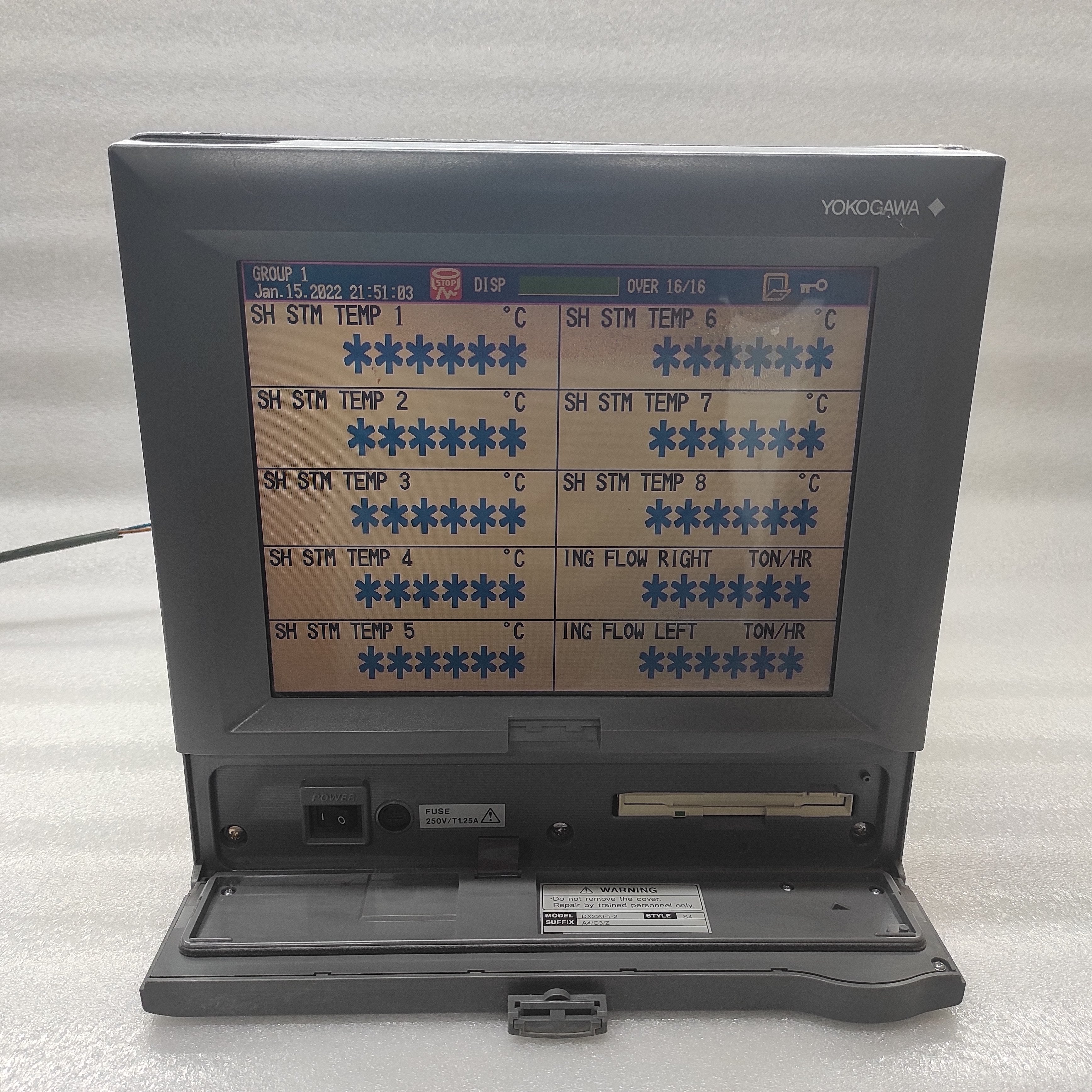YOKOGAWA DX220-1-2 DAQ STATION DX200-S60 DIGITAL CHART RECORDER 100-240VAC
