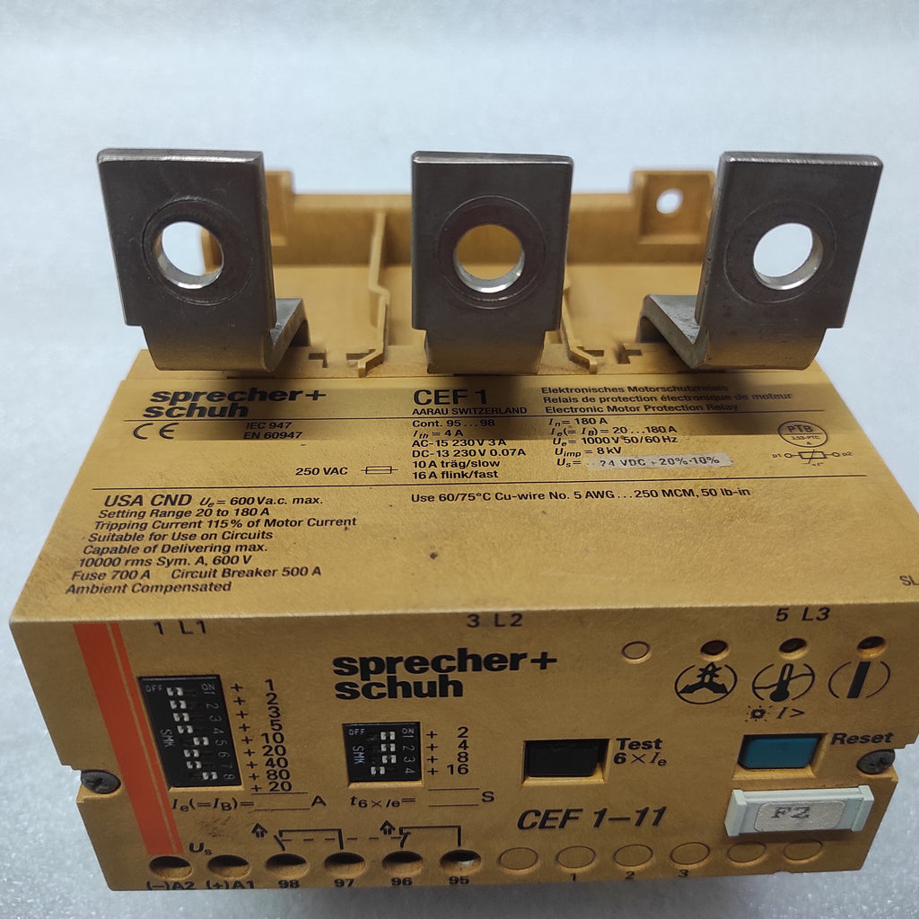 SPRECHER SCHUH CEF1-11 ELECTRONIC MOTOR PROTECTOR RELAY 180A 230V