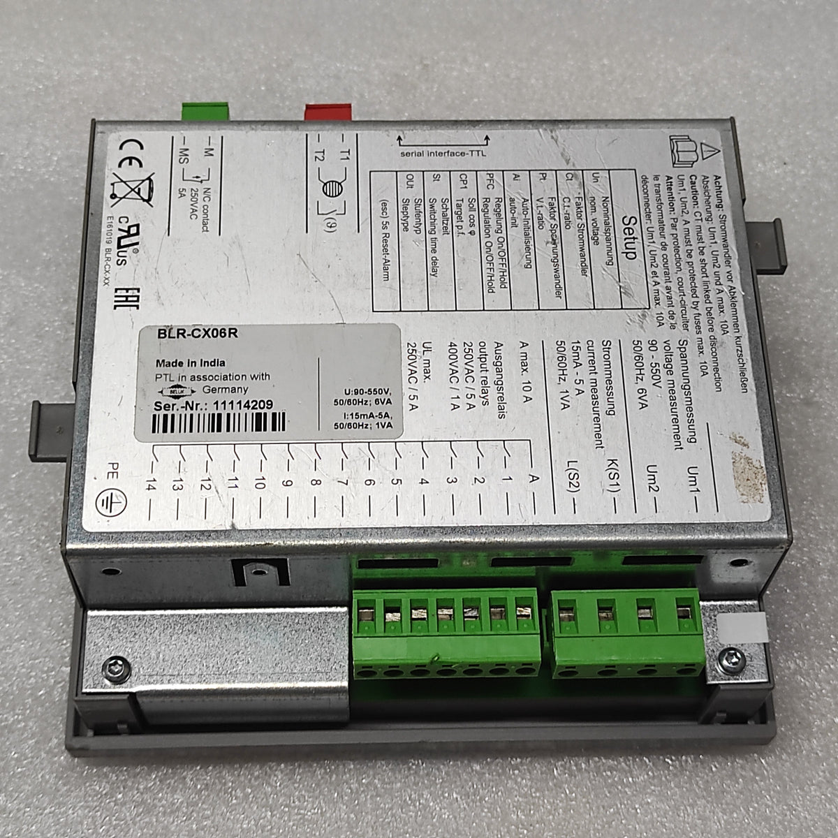 BELUK PTL BLR-CX06R POWER FACTOR CONTROLLER 90-550V