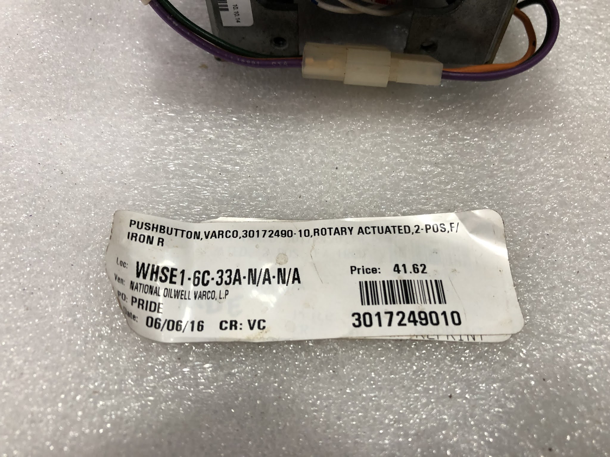 OEM CONTROLS JS6M15626 VARCO 3017249010 ROTARY ACTUATED PUSHBUTTON QAI3049 001
