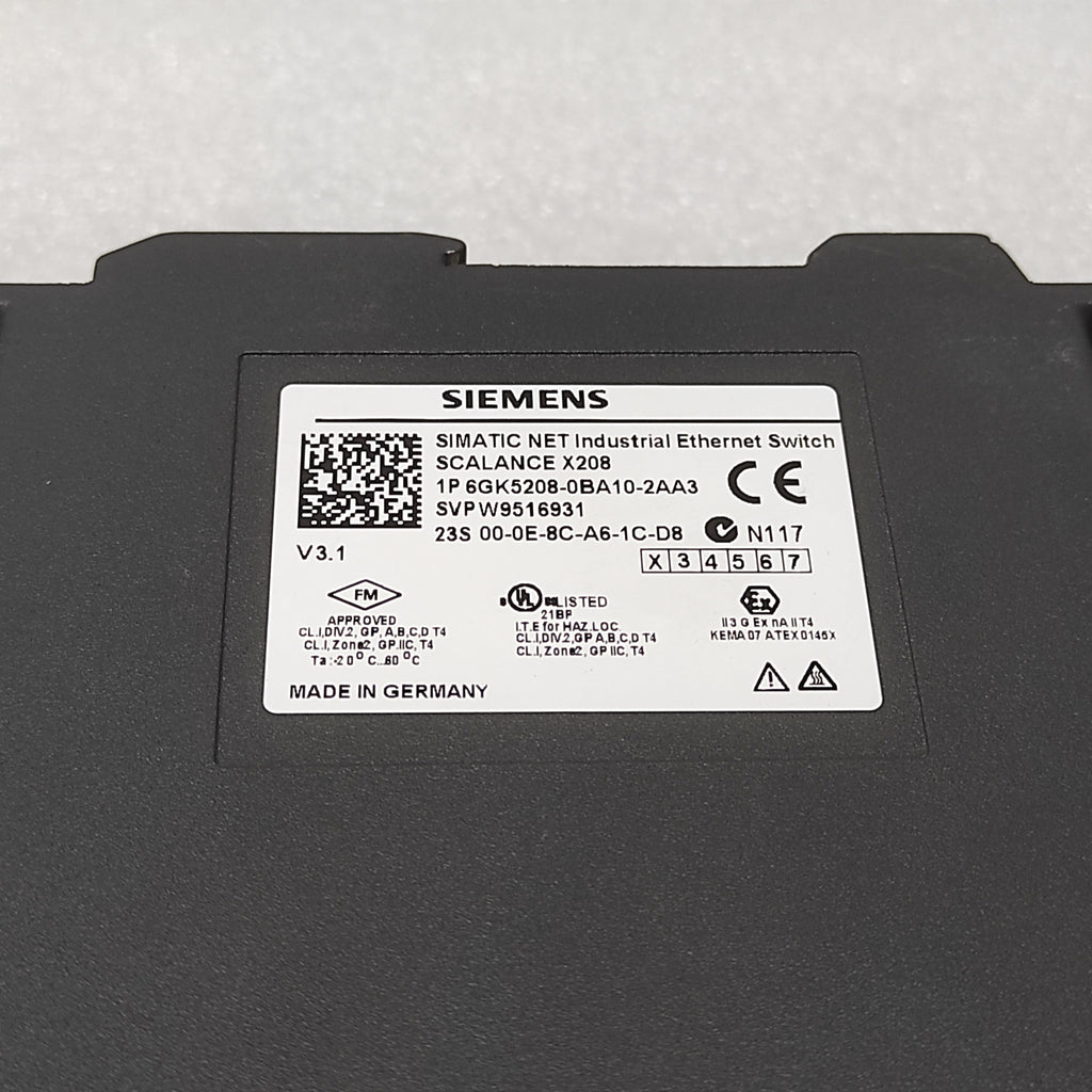 SIEMENS SCALANCE X208 6GK5208-0BA10-2AA3 ETHERNET SWITCH