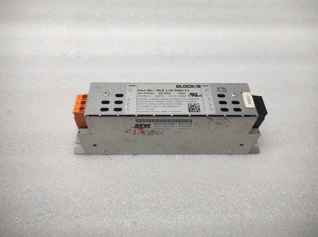 BLOCK HLD 110-500/12 POWER LINE FILTER 520VAC 12A