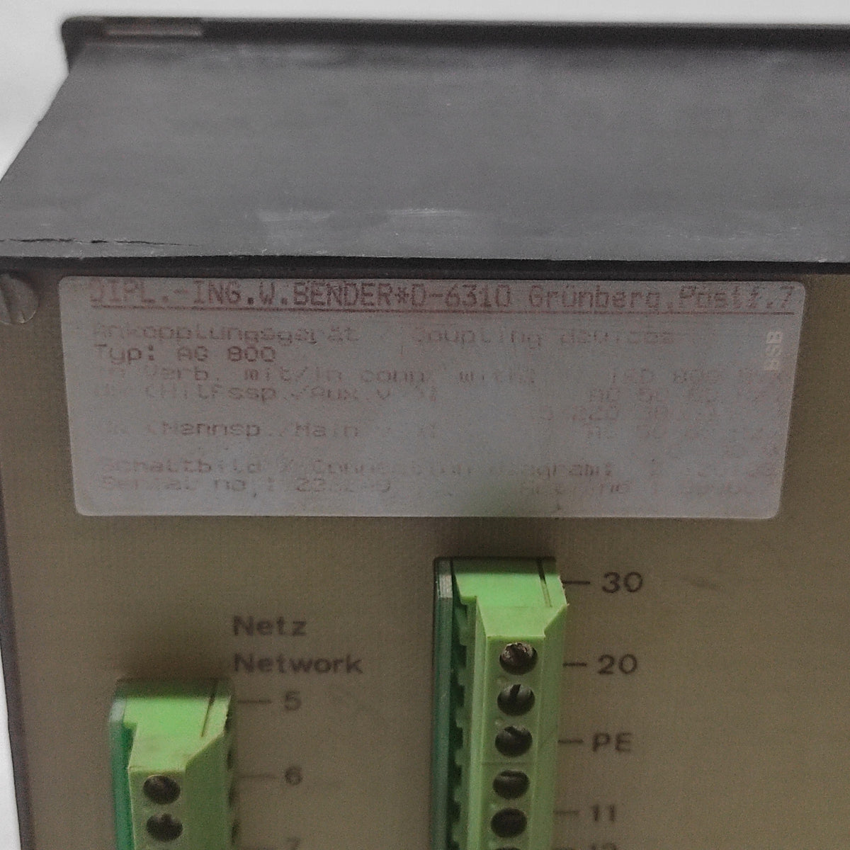 BENDER AG 800 COUPLING DEVICES
