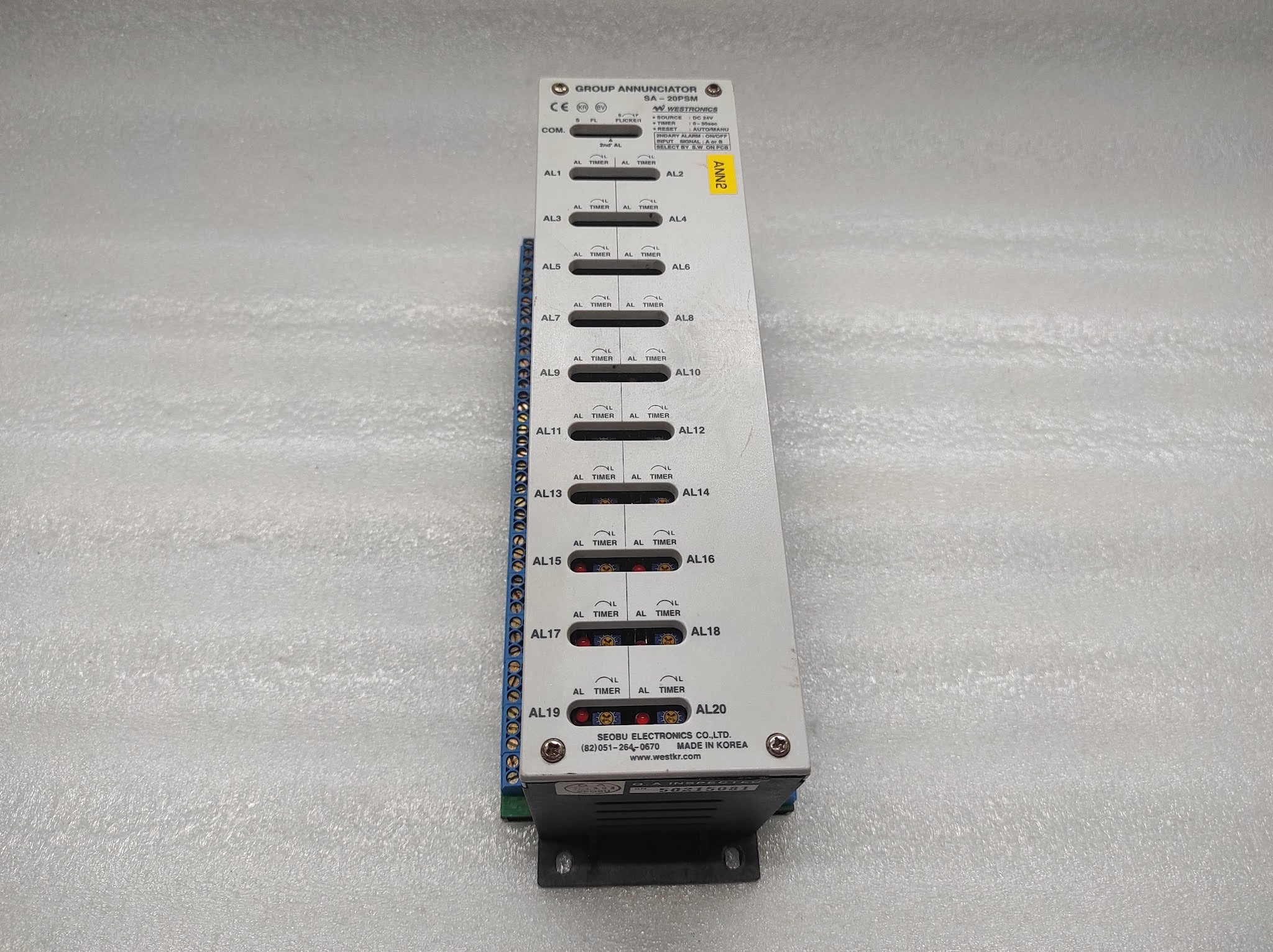 WESTRONICS SA-20PSM GROUP ANNUNCIATOR 24VDC 0-30SEC