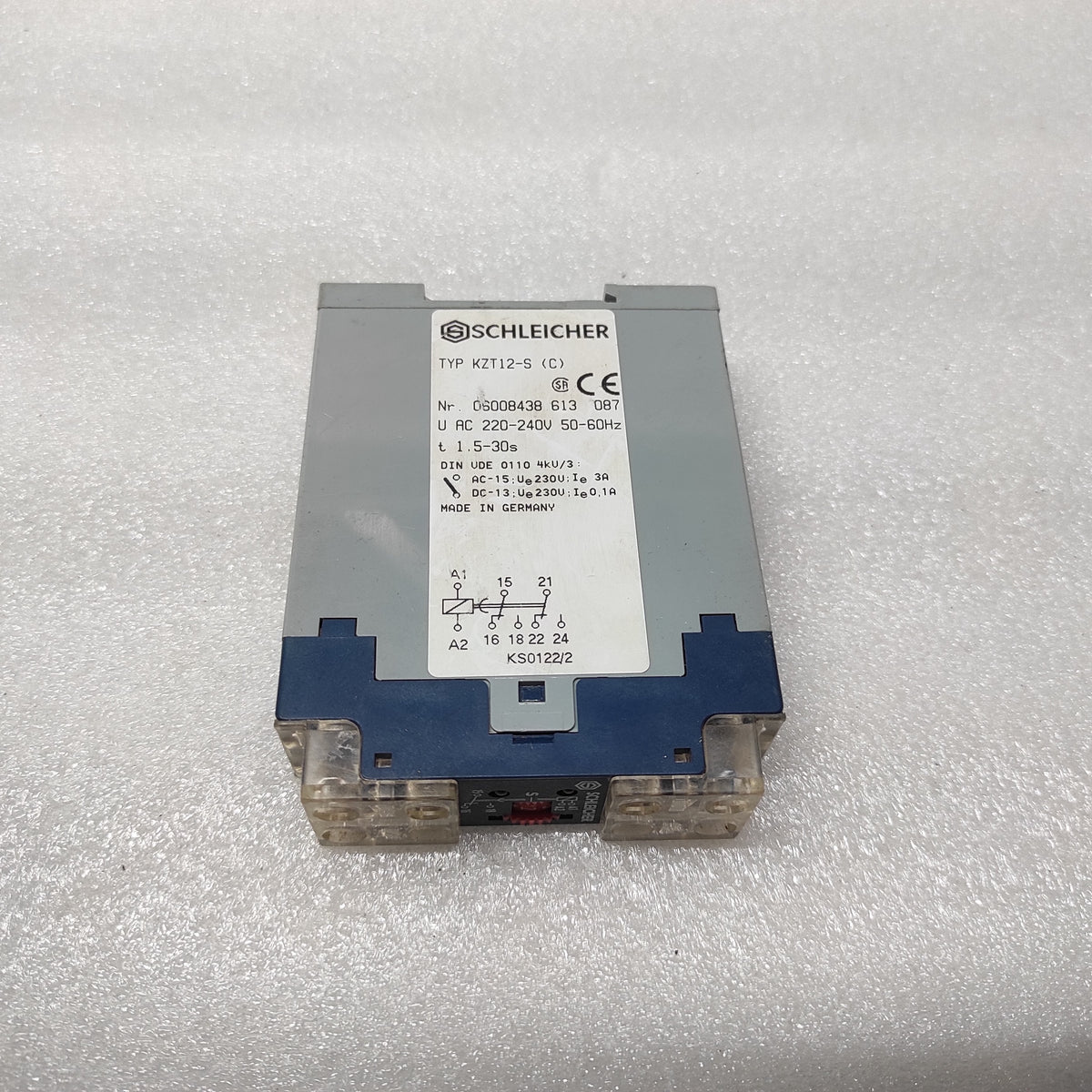 SCHLEICHER KZT12-S TIME RELAY 06008438-613-087 220-240V 1.5-30S
