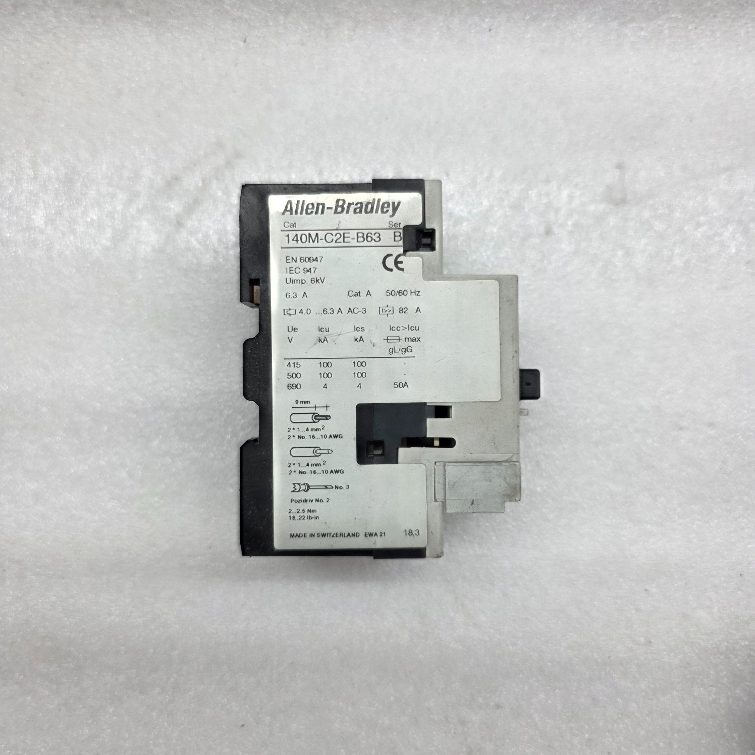 ALLEN BRADLEY CAT 140M-C2E-B63 SER B MOTOR CIRCUIT PROTECTOR 4.0-6.3 A
