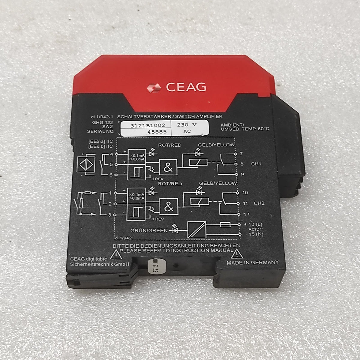 CEAG 1/942 SWITCH AMPLIFIER 3121B1002 230VAC