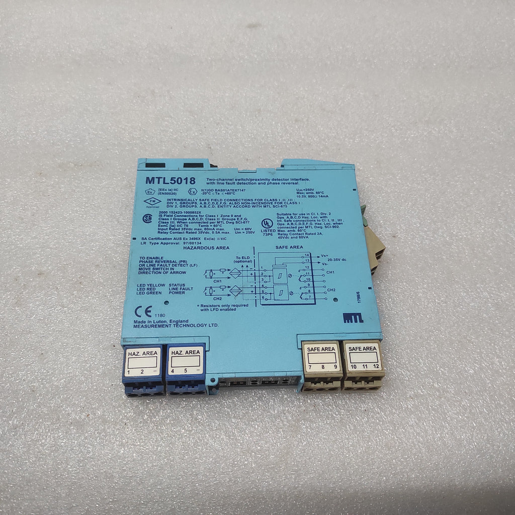 MEASUREMENT TECHNOLOGY MTL5018 2-CH SWITCH PROXIMITY DETECTOR INTERFACE MTL 5018