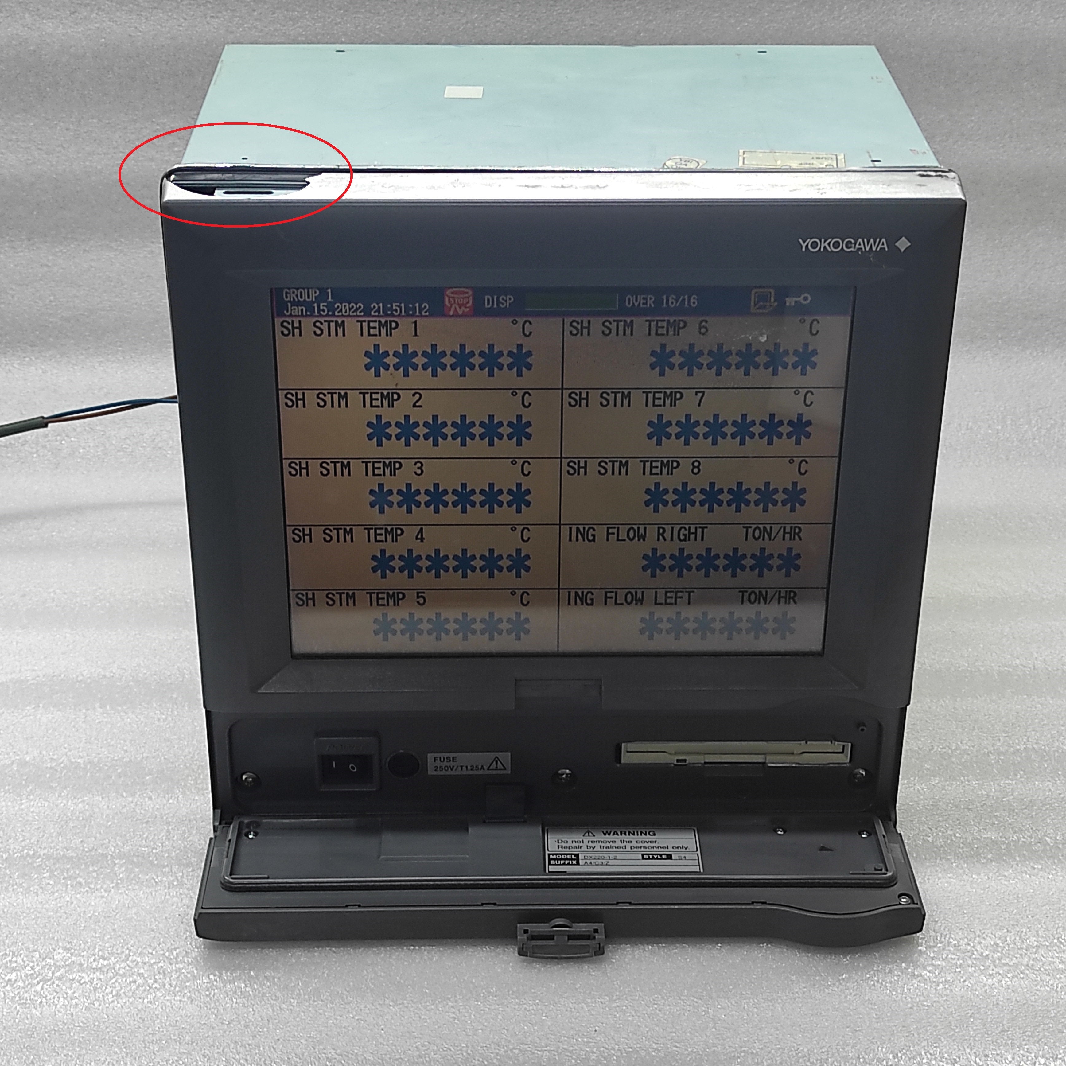 YOKOGAWA DX220-1-2 DAQ STATION DX200-S60 DIGITAL CHART RECORDER 100-240VAC