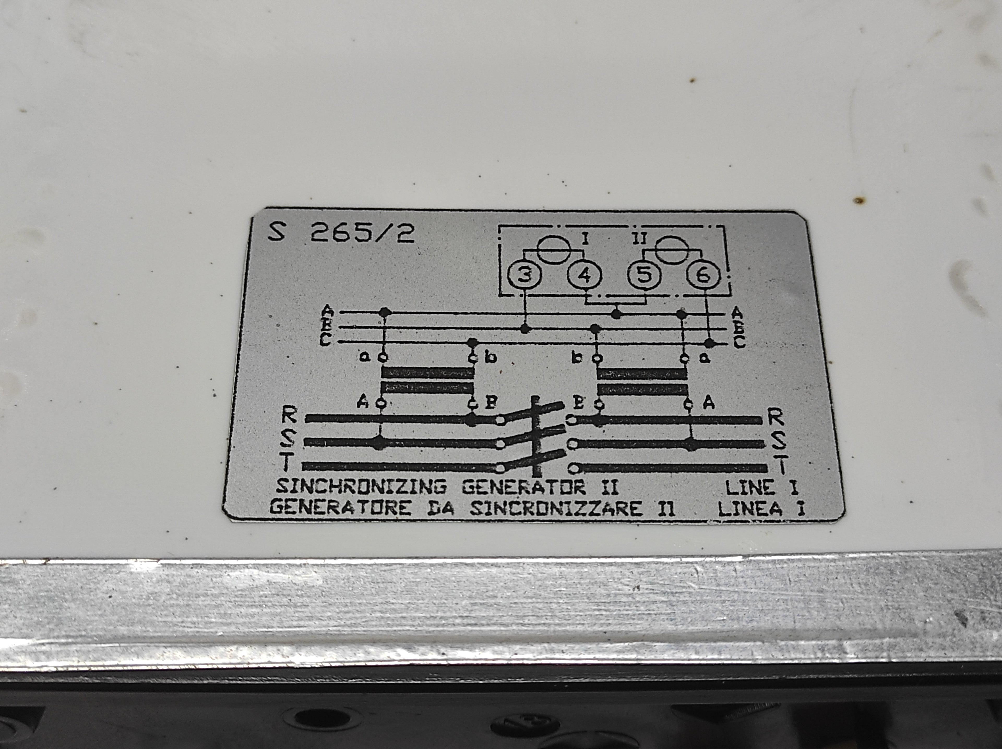 SINCHRONIZING GENERATOR II S265/2 DOUBLE VOLTMETER CT450/100V