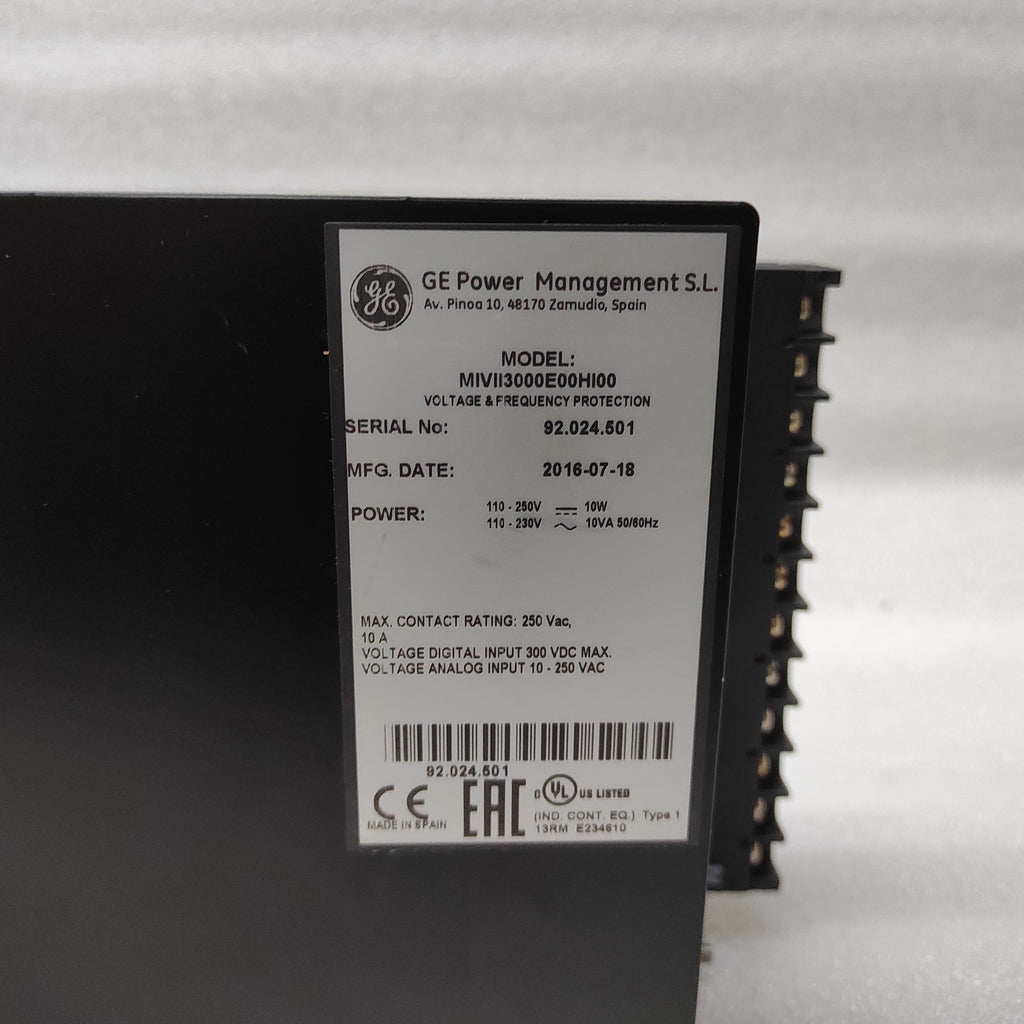 GE MULTILIN MIV2 MIVII3000E00HI00 VOLTAGE FREQUENCY RELAY