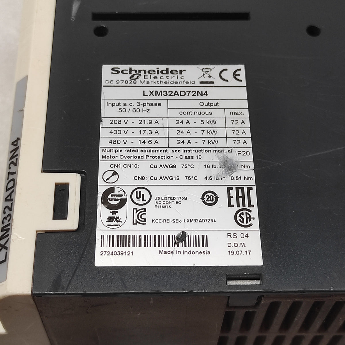 SE LXM32AD72N4 MOTION SERVO DRIVE 7kW 400-480V