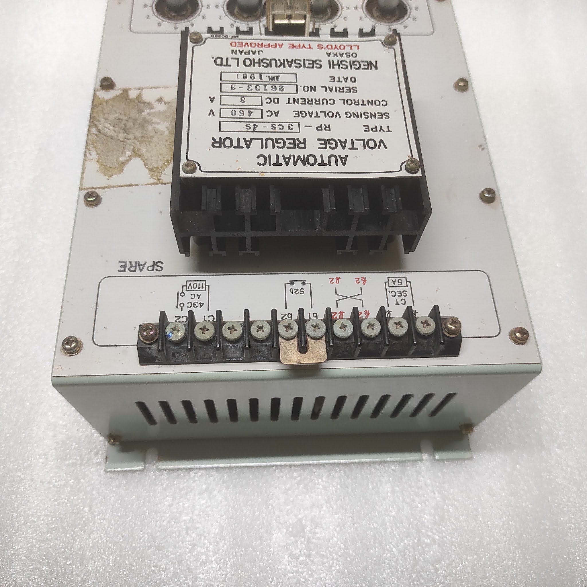 NEGISHI SEISAKUSHO RP-3CS-4S AUTOMATIC VOLTAGE REGULATOR 450VAC