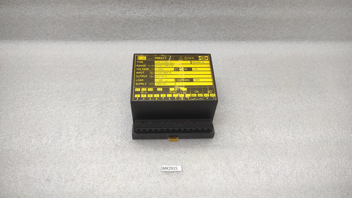 DEIF TAP-210DG/3 INWATT TRANSDUCER 100VAC 0-432-864W