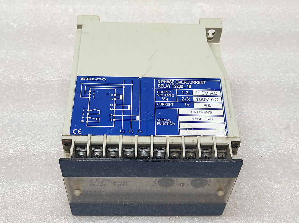 SELCO T2200-18 3-PH OVERCURRENT RELAY 100-110VAC