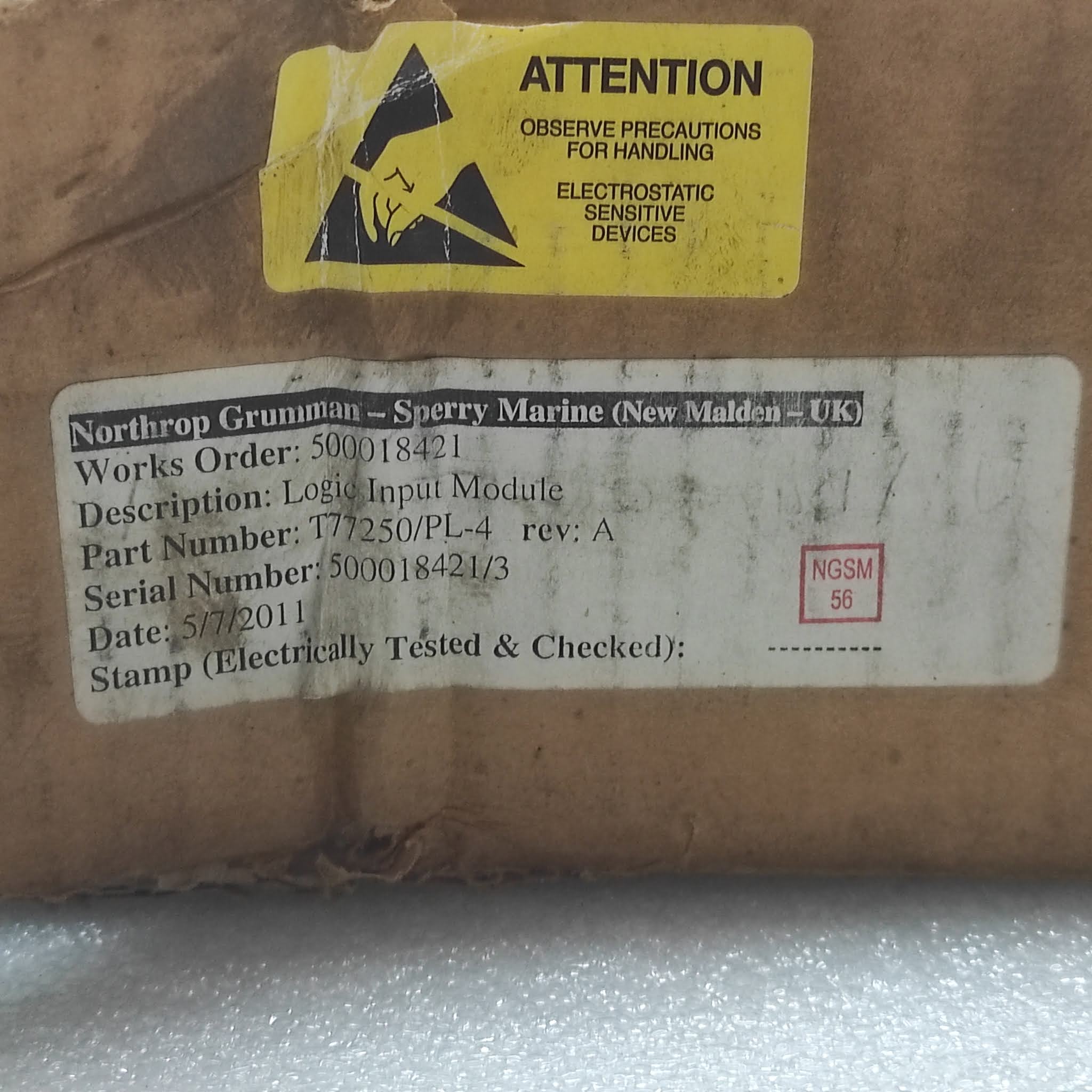 NORTHROP GRUMMAN - SPERRY MARINE T77250-PL-4 LOGIC INPUT MODULE