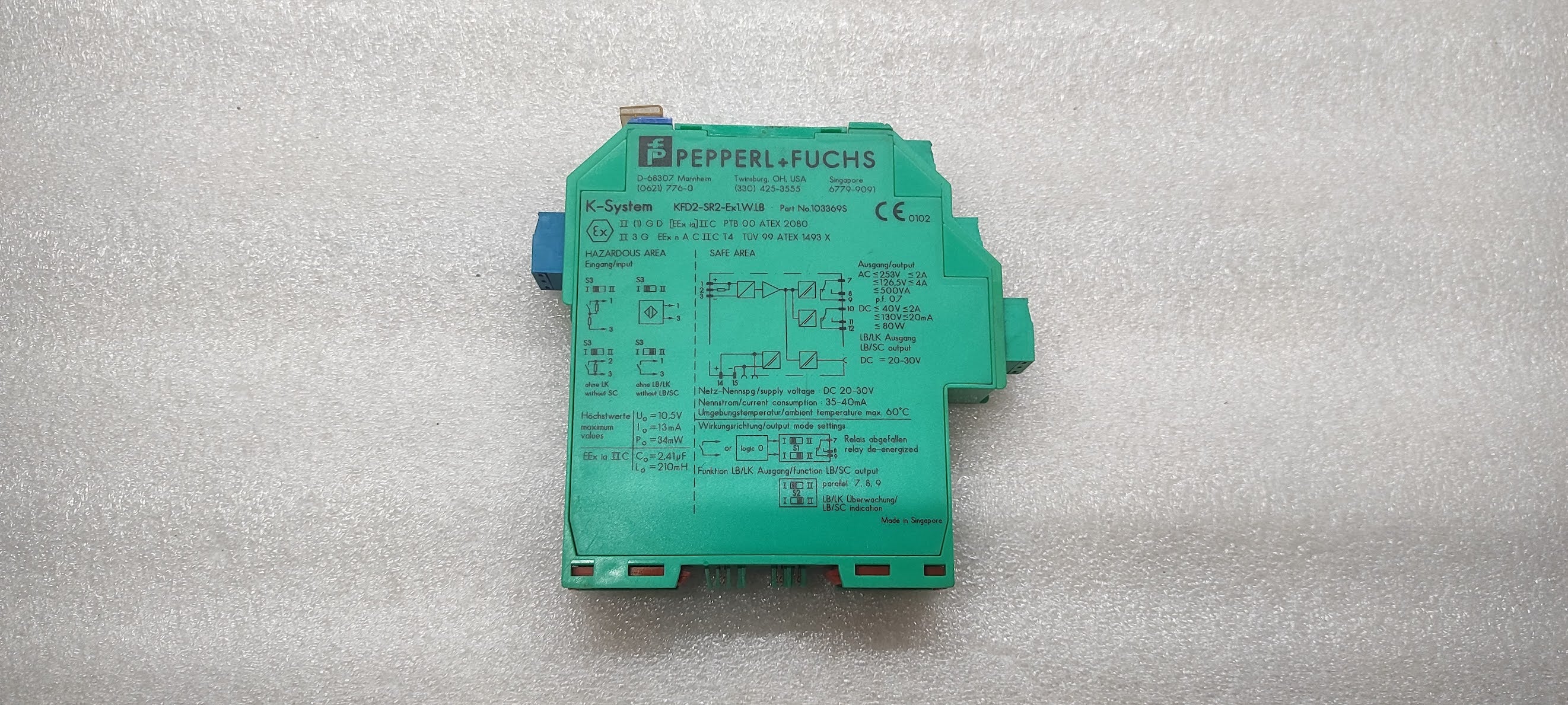 PEPPERL + FUCHS KFD2-SR2-EX1.W.LB SWITCH AMPLIFIER 6779-9091
