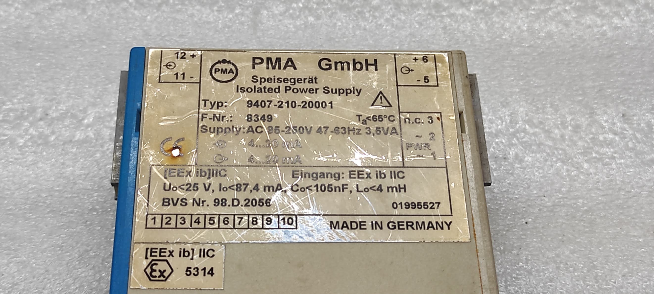 PMA 9407-210-20001 ISOLATED POWER SUPPLY 95-250VAC 8349