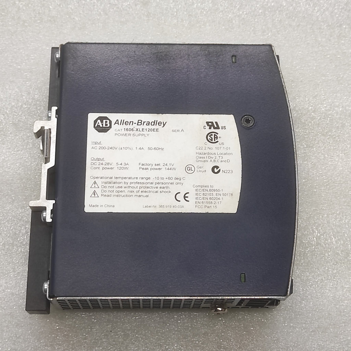 ALLEN BRADLEY CAT 1606-XLE120EE POWER SUPPLY 24VDC 5A