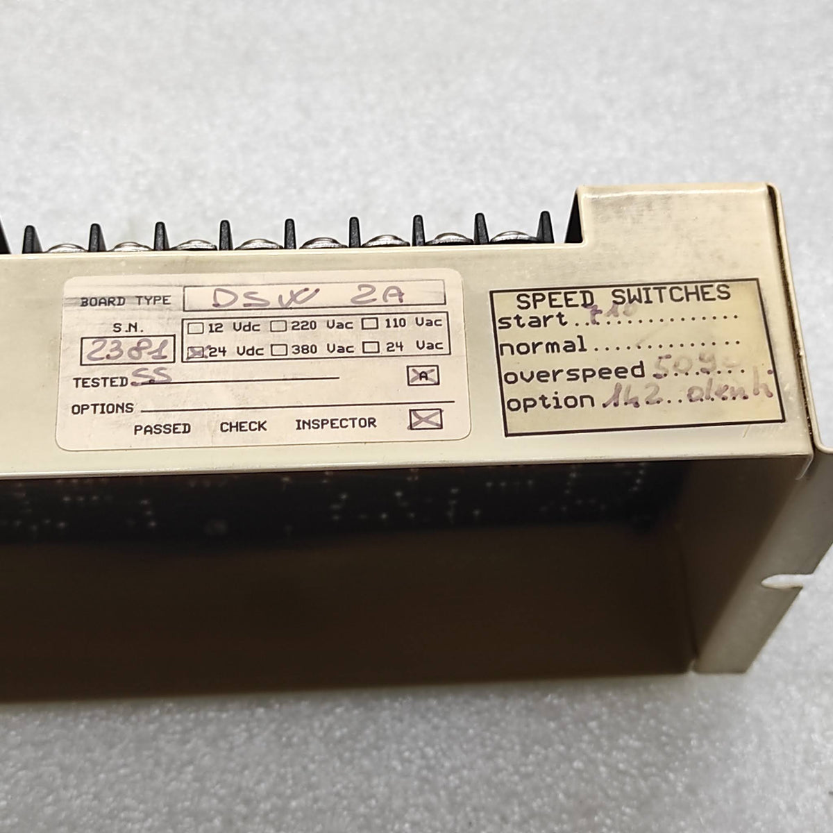 DUAL SPEED SWITCH DSVC 2A 24VDC