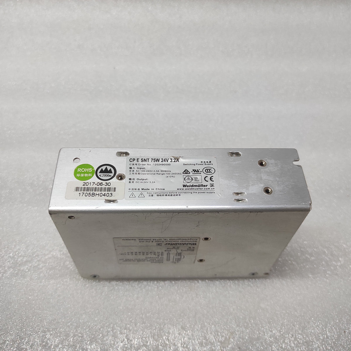 WEIDMULLER CP E SNT 75W 24V 3.2A POWER SUPPLY 24VDC 3.2A 1202490000