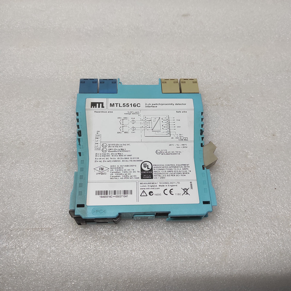 MEASUREMENT TECHNOLOGY MTL 5516C 2-CH SWITCH PROXIMITY DETECTOR INTERFACE MTL551