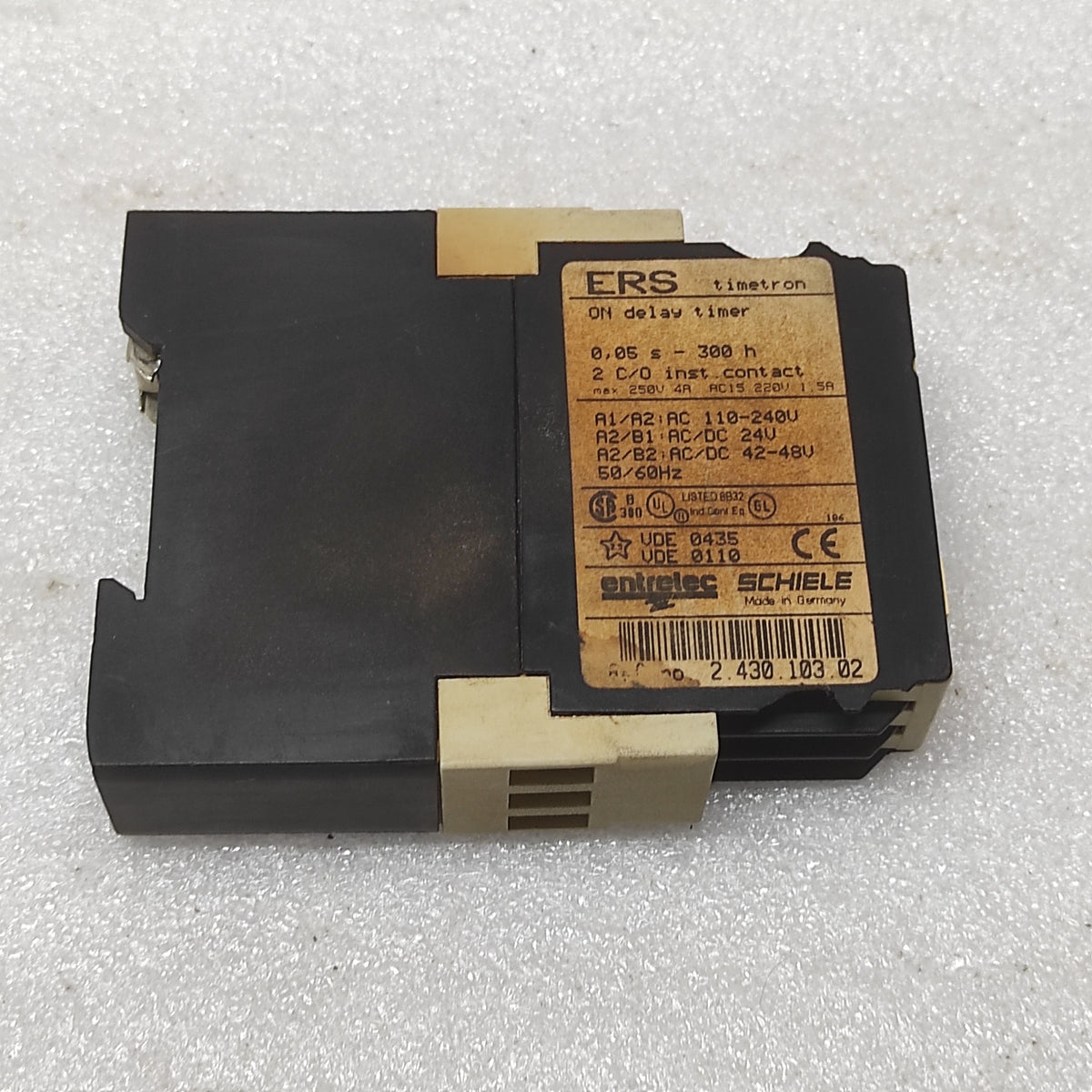 SCHIELE ERS ON DELAY TIMER 2.430.103.02 110-240VAC/24VAC-DC/42-48VAC-DC