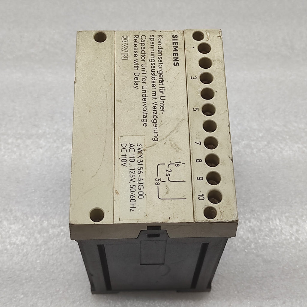 SIEMENS 3WX3156-3JG00 CAPACITOR UNIT FOR UNDERVOLTAGE RELEASE WITH DELAY 110-125