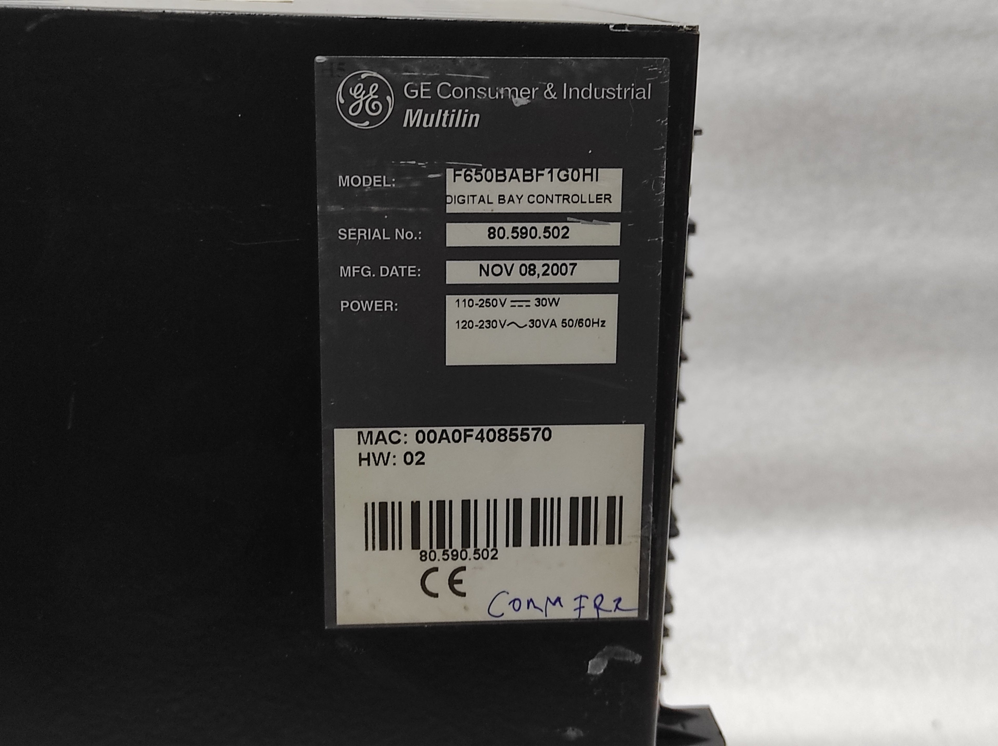 GE MULTILIN 650 F650BABF1G0HI DIGITAL BAY CONTROLLER 110-250VDC/120-230VAC