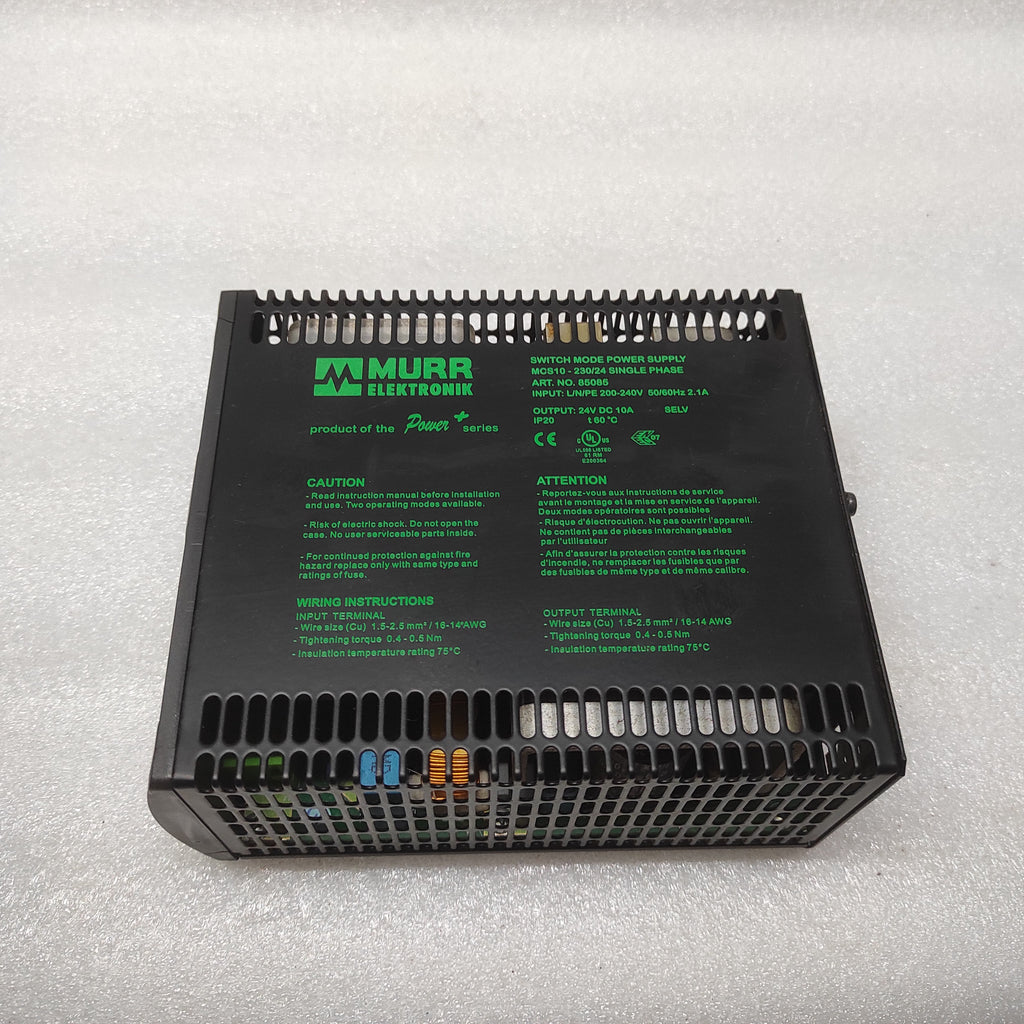 MURR ELEKTRONIK MCS10-230/24  POWER SUPPLY 85085 24VDC 10A