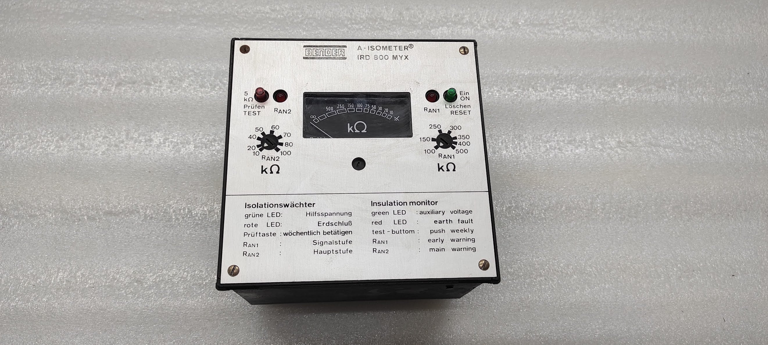 BENDER IRD-800-MYX A-ISOMETER 984666 INSULATION MONITOR 220V 5A 1100VA