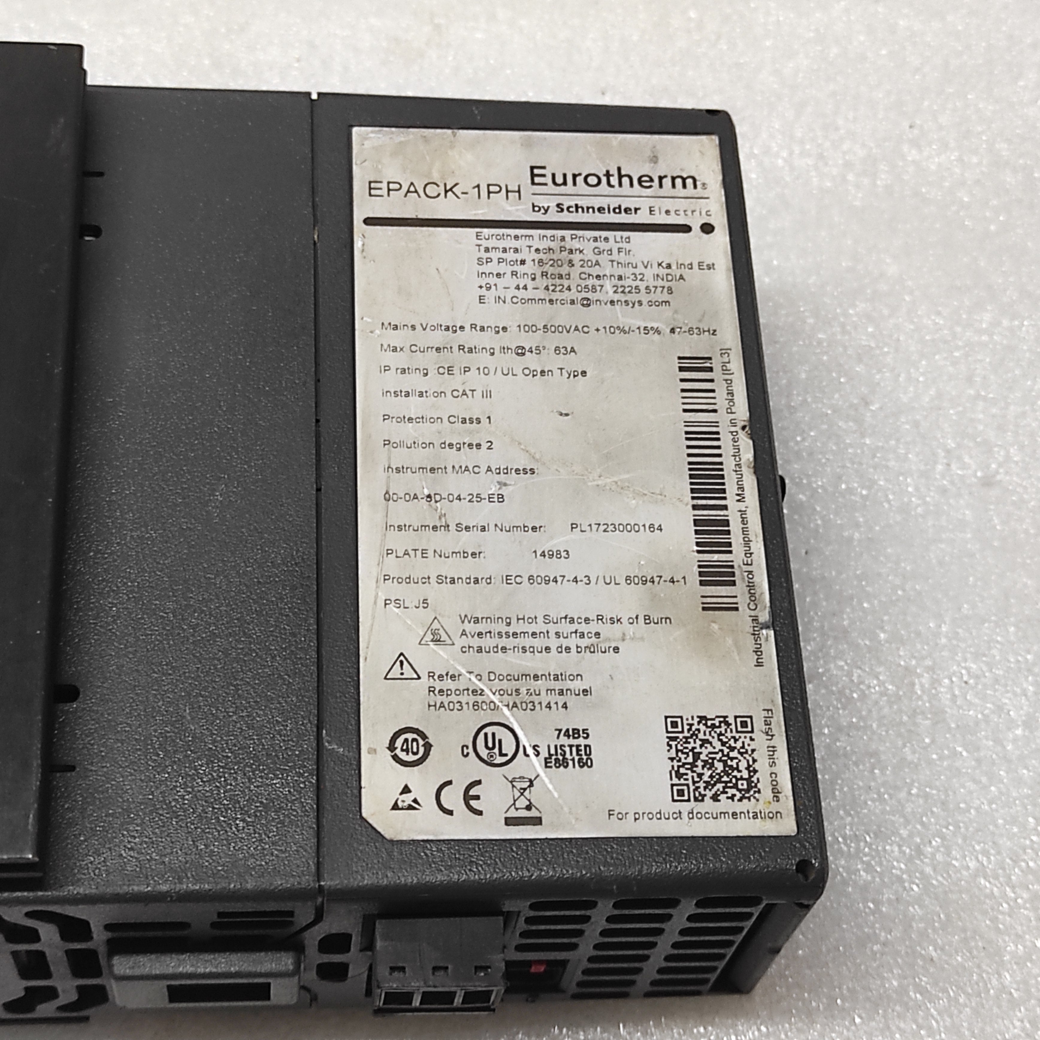 EUROTHERM EPACK-1PH CONTROLLER EPACK-1PH/63A/500V/XXX/V2CL/XXX/XXX/TCP/XXX/XXXXX