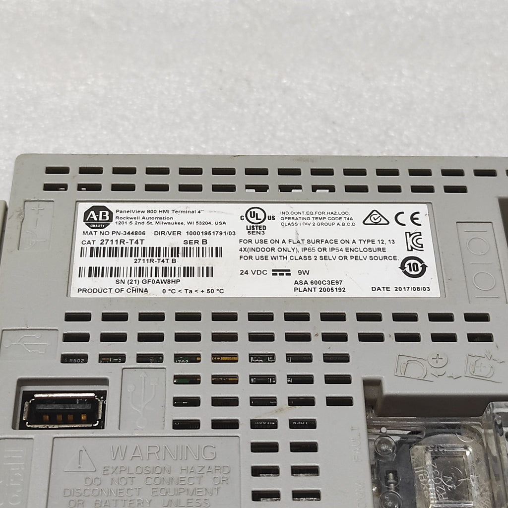 ALLEN BRADLEY PANELVIEW 800 CAT 2711R-T4T 24VDC 4" TERMINAL