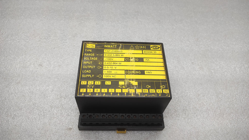 DEIF TAP-210DG/3 INWATT TRANSDUCER 100VAC 0-432-864W