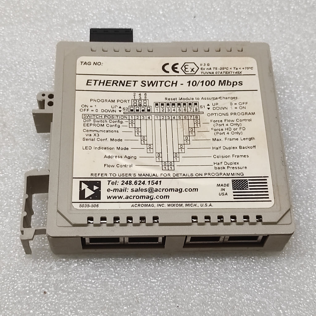 ACROMAG 900EN-S005 ETHERNET SWITCH 15-36VDC