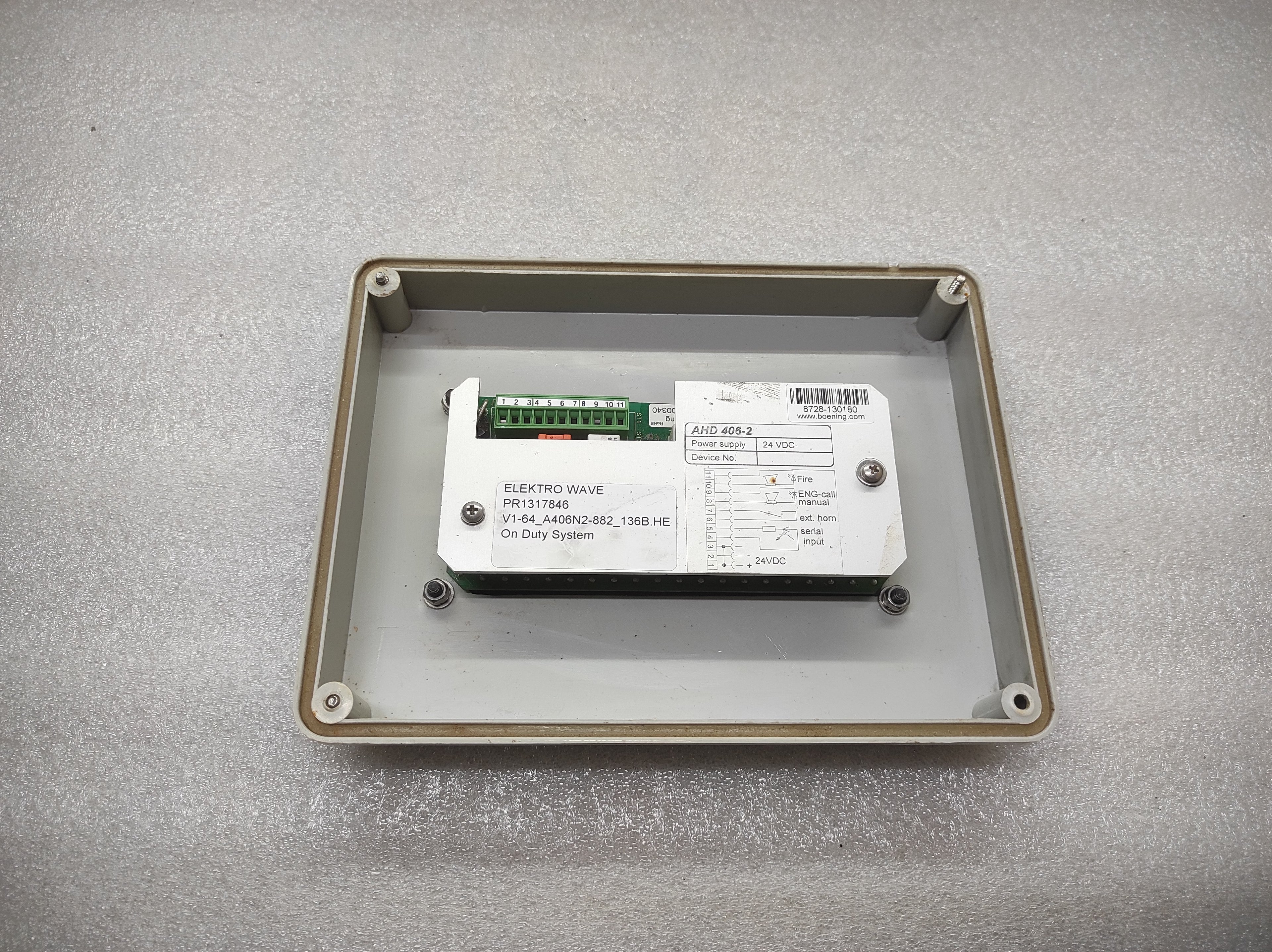 BOENING AHD 406-2 ALARM PANEL 24VDC