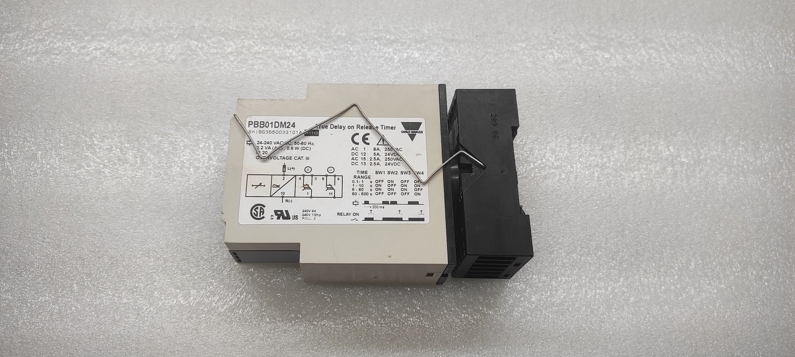 CARLO GAVAZZI PBB01DM24 TRUE DELAY  ON RELEASE TIMER 24-240VAC/DC PBB01DM24