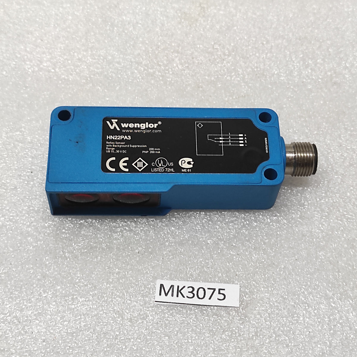 WENGLOR HN22PA3 REFLEX SENSOR WITH BACKGROUND SUPPRESSION 10-30VDC