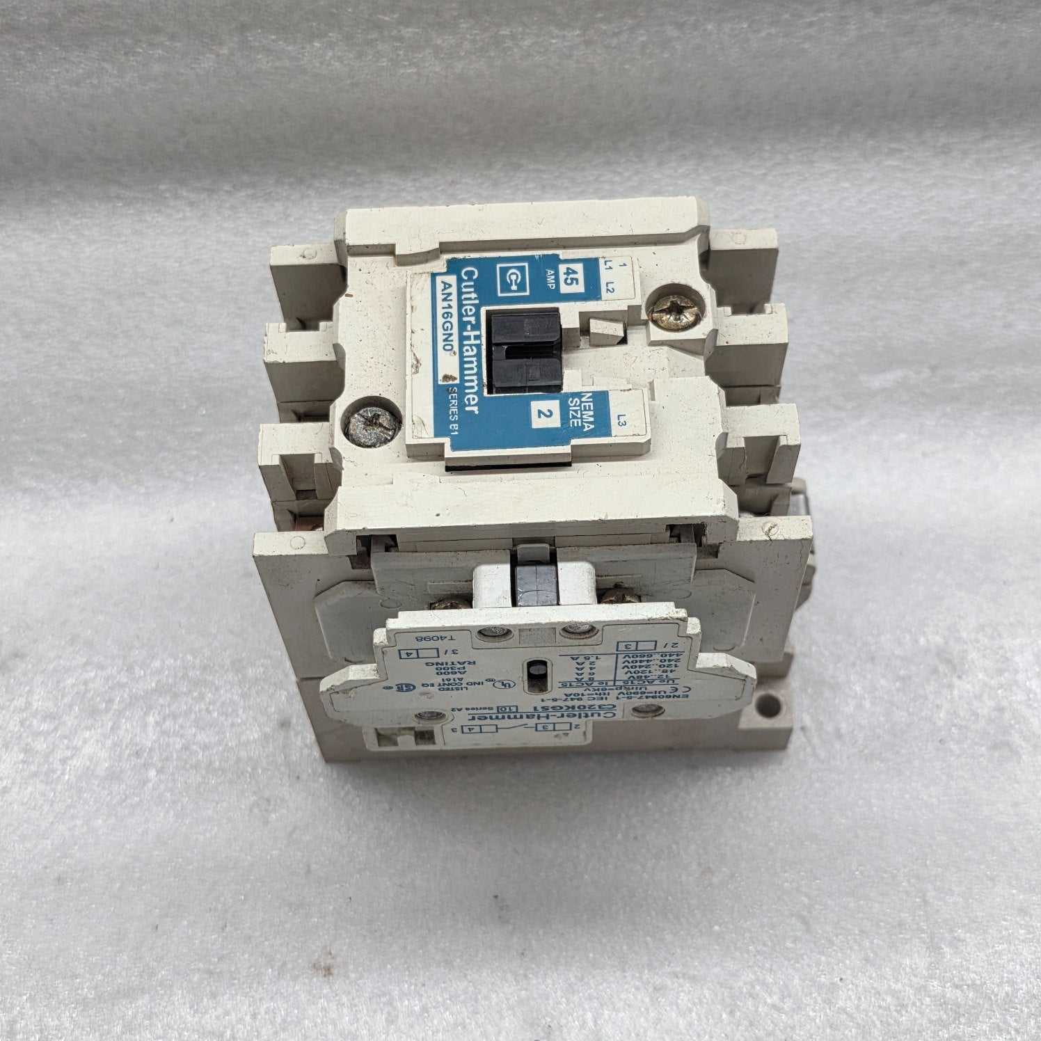 CUTLER HAMMER AN16GN0 MAGNETIC CONTACTOR 45A 110-120VAC AUX C320KGS1