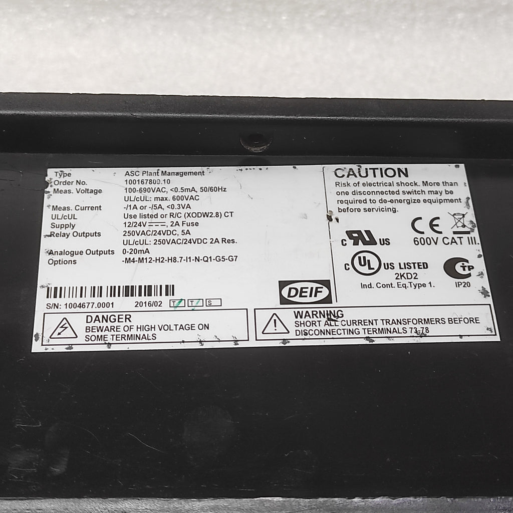 DEIF ASC PLANT MANAGEMENT 100167800.10 12-24VDC