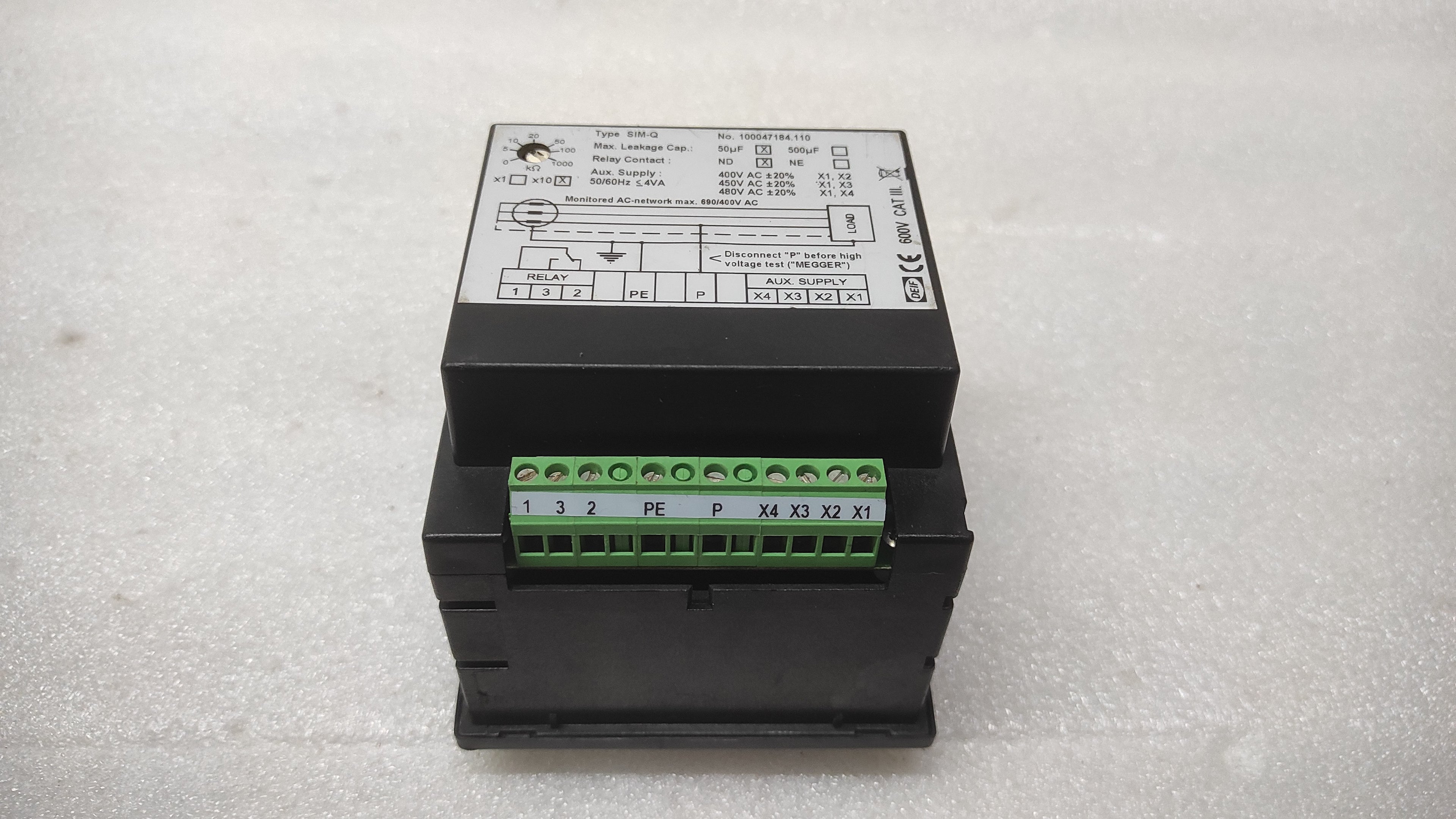 DEIF SIM-Q MEGA OHM METER 100047184.110 400-480V