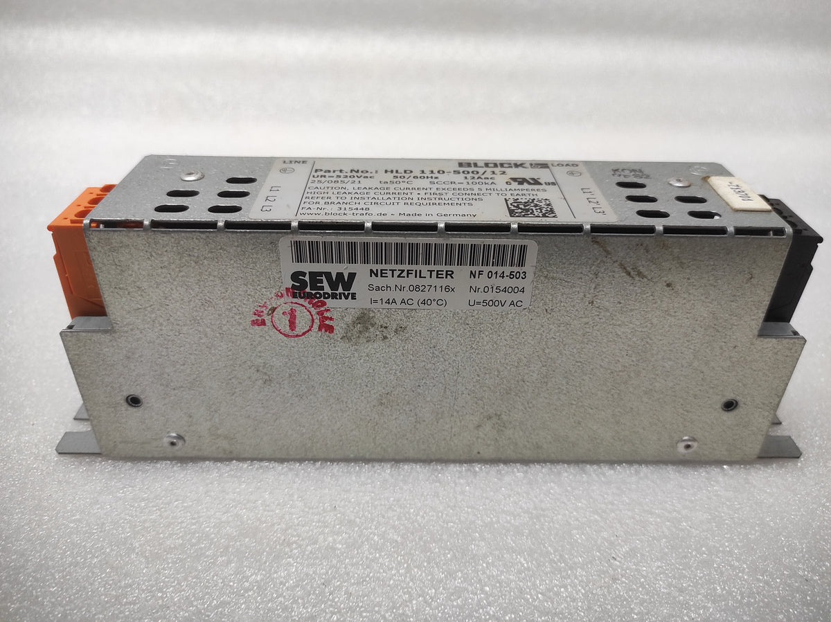 BLOCK HLD 110-500/12 POWER LINE FILTER 520VAC 12A