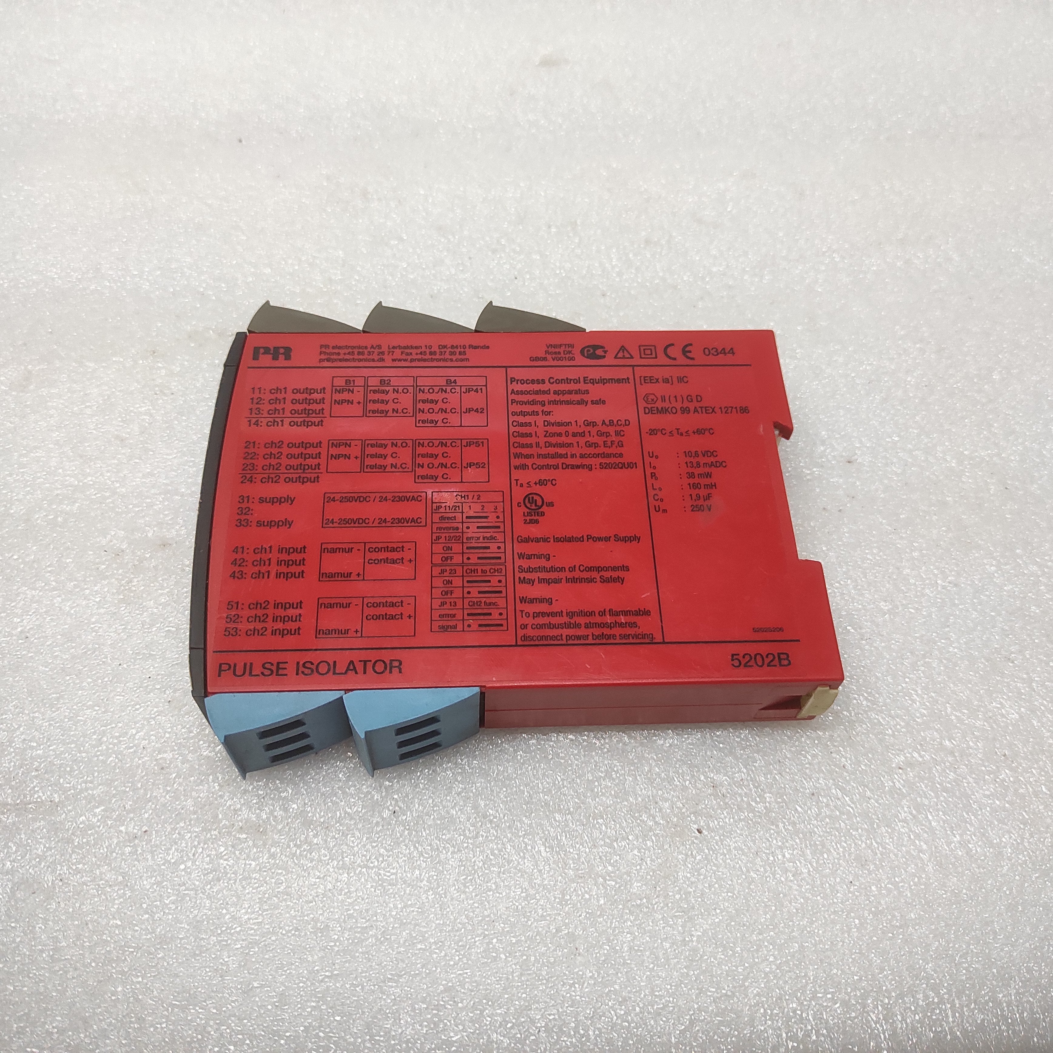PR ELECTRONICS 5202B PULSE ISOLATOR 24-250VAC/24-230VAC