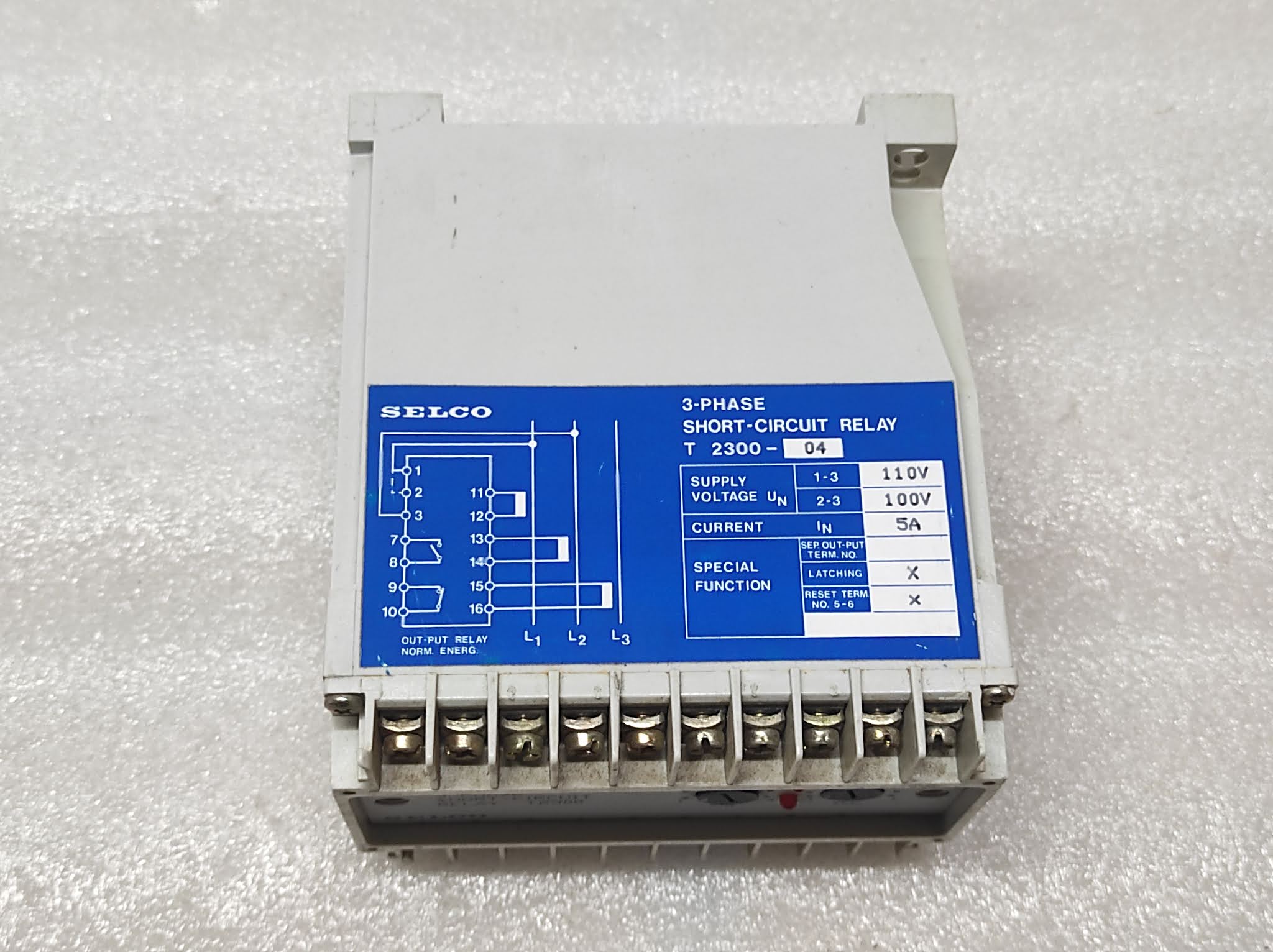 SELCO T2300-04 3-PHASE SHORT CIRCUIT RELAY 110V
