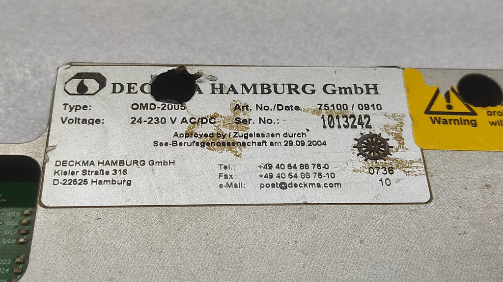 DECKMA HAMBURG OMD-2005 PCB MODULE 75100 24-230VAC/DC