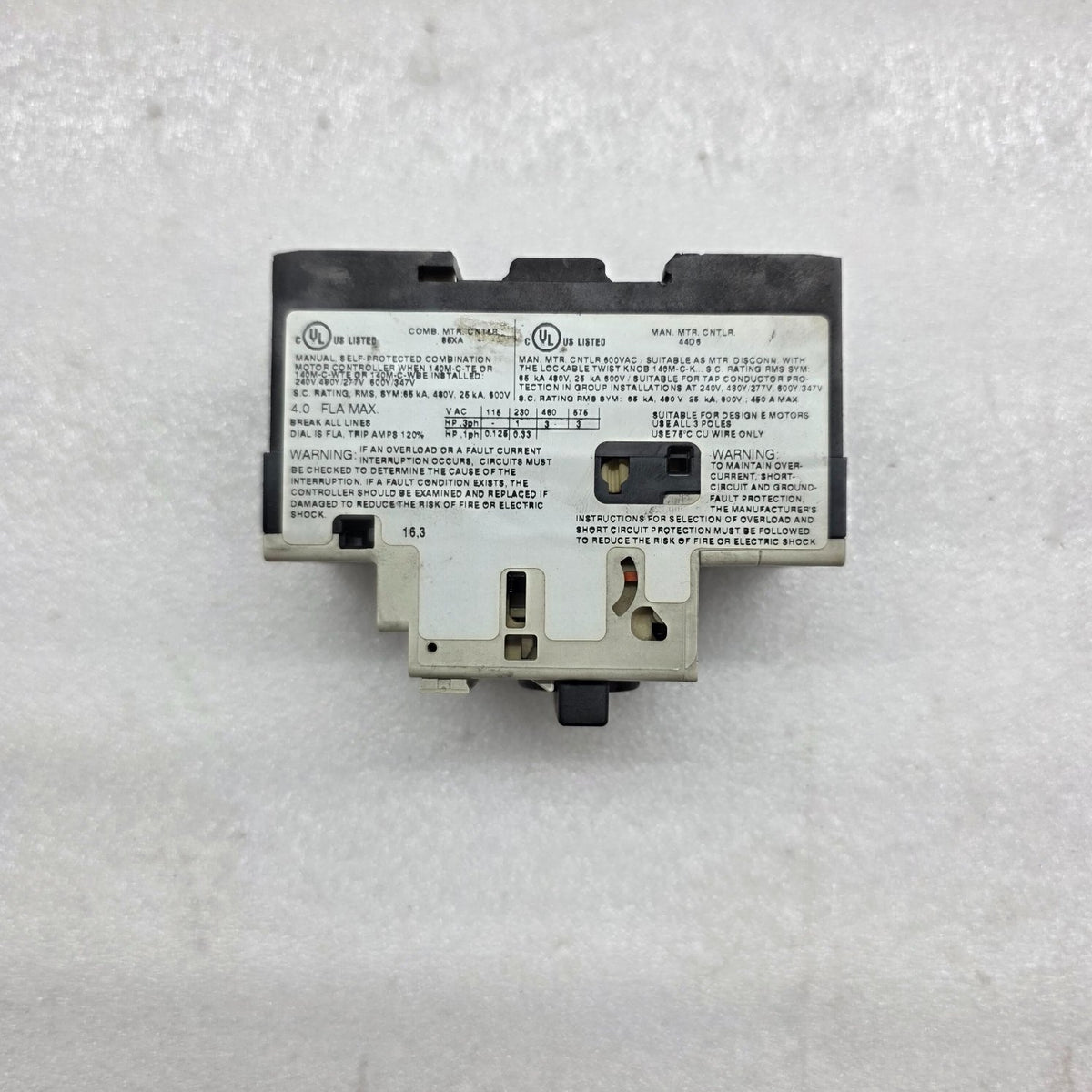 ALLEN BRADLEY CAT 140M-C2E-B40 MOTOR PROTECTOR BREAKER 2.5-4.0A