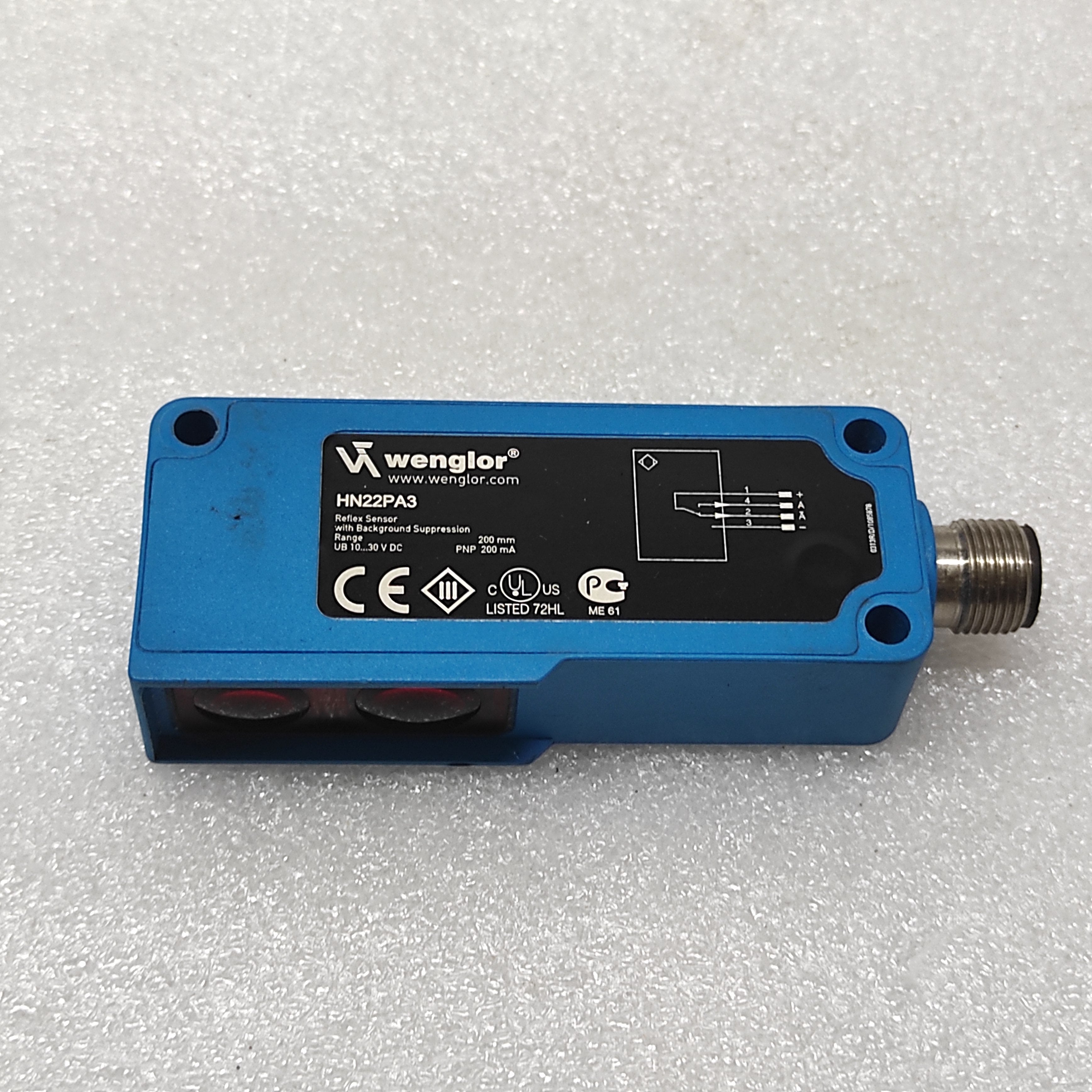 WENGLOR HN22PA3 REFLEX SENSOR WITH BACKGROUND SUPPRESSION 10-30VDC