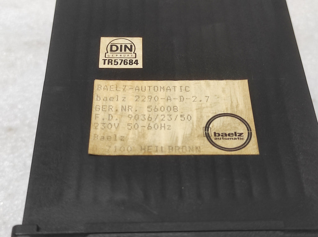 BAELZ AUTOMATIC WBS 2290 TEMPERATURE CONTROLLER 2290-A-D-2.7 230V