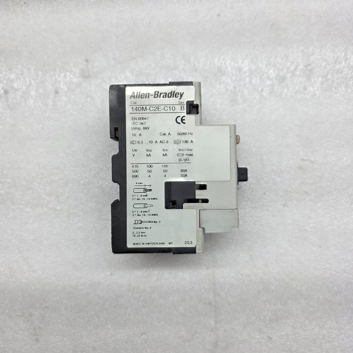 ALLEN BRADLEY CAT 140M-C2E-C10 SER B MOTOR CIRCUIT PROTECTOR 6.3-10 A