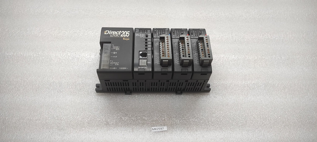 KOYO DIRECT LOGIC 205 PLC D2-04B-1 PS D2-240 CPU D2-16ND3-2 IN D2-12TR OUT